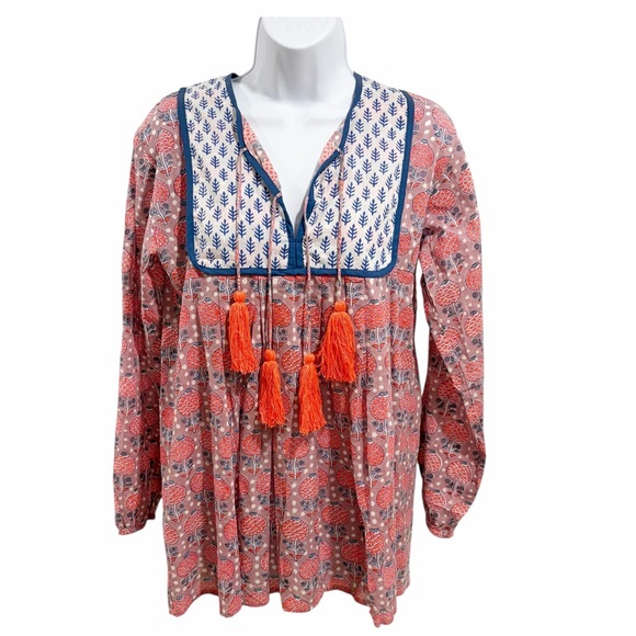 NWT SZ Blockprints x J.Crew Cotton Tassel Top size Medium